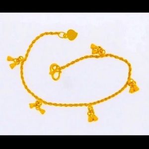 24k SOLID GOLD BELL BRACELET/ 6.5” LENGTH 🔥